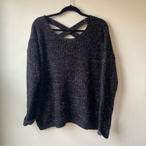 Women's Black Sweater with Cross Back Detail